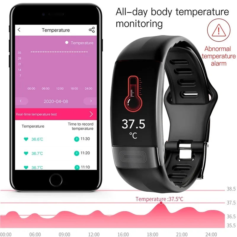 Fitness Bracelet Heart Blood Body Monitoring Black